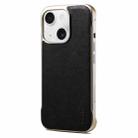 For iPhone 15 Plus Denior MagSafe Genuine Leather Calf Texture  Phone Case(Black) - 1