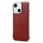 For iPhone 15 Plus Denior MagSafe Genuine Leather Calf Texture  Phone Case(Red) - 1