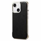 For iPhone 15 Denior MagSafe Genuine Leather Calf Texture  Phone Case(Black) - 1