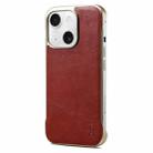 For iPhone 14 Plus Denior MagSafe Genuine Leather Calf Texture  Phone Case(Red) - 1