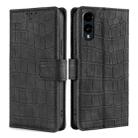 For Fujitsu Arrows We2 Skin Feel Crocodile Magnetic Clasp Leather Phone Case(Black) - 1