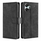 For Redmi 13 4G Skin Feel Crocodile Magnetic Clasp Leather Phone Case(Black) - 1