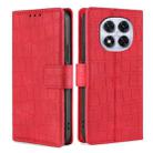 For Redmi Note 14 Pro 5G Skin Feel Crocodile Magnetic Clasp Leather Phone Case(Red) - 1