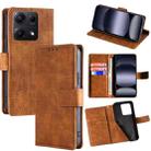 For Redmi Note 14S 4G Skin Feel Crocodile Magnetic Clasp Leather Phone Case(Brown) - 1