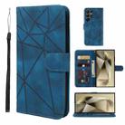 For Samsung Galaxy S25 Ultra 5G Skin Feel Geometric Lines Leather Phone Case(Blue) - 1
