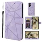 For Samsung Galaxy S25 Ultra 5G Skin Feel Geometric Lines Leather Phone Case(Purple) - 1