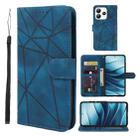 For Redmi Note 14 5G Skin Feel Geometric Lines Leather Phone Case(Blue) - 1