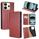 For Redmi Note 14 4G 163.25mm Gloss Oil Solid Color Magnetic Leather Phone Case(Brown) - 1