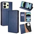 For Redmi Note 14 4G 163.25mm Gloss Oil Solid Color Magnetic Leather Phone Case(Blue) - 1