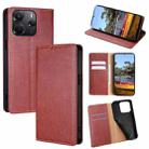 For Redmi Note 14 4G 164.84mm Gloss Oil Solid Color Magnetic Leather Phone Case(Brown) - 1