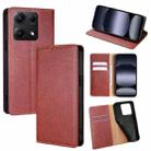 For Redmi Note 14S 4G Gloss Oil Solid Color Magnetic Leather Phone Case(Brown) - 1