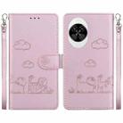 For Huawei nova 14 Cute Cats RFID Leather Phone Case(Rose Gold) - 1