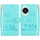 For Huawei nova 14 Cute Cats RFID Leather Phone Case(Green) - 1
