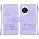 For Huawei nova 14 Cute Cats RFID Leather Phone Case(Purple) - 1