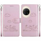 For Huawei nova 14 Ultra Cute Cats RFID Leather Phone Case(Rose Gold) - 1