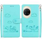 For Huawei nova 14 Ultra Cute Cats RFID Leather Phone Case(Green) - 1