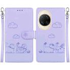 For Huawei nova 14 Ultra Cute Cats RFID Leather Phone Case(Purple) - 1