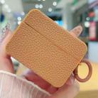 For AirPods Pro 2 Litchi Texture Leather Sticker Earphones Protective Case(Brown) - 1