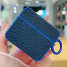 For AirPods 3 Litchi Texture Leather Sticker Earphones Protective Case(Dark Blue) - 1