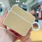 For AirPods 3 Litchi Texture Leather Sticker Earphones Protective Case(Apricot) - 1