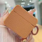 For AirPods 3 Litchi Texture Leather Sticker Earphones Protective Case(Brown) - 1