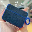 For AirPods Pro Litchi Texture Leather Sticker Earphones Protective Case(Dark Blue) - 1