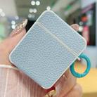 For AirPods 1 / 2 Litchi Texture Leather Sticker Earphones Protective Case(Light Blue) - 1