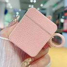 For AirPods 1 / 2 Litchi Texture Leather Sticker Earphones Protective Case(Pink) - 1