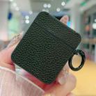 For AirPods 1 / 2 Litchi Texture Leather Sticker Earphones Protective Case(Black) - 1