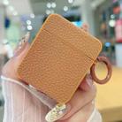 For AirPods 1 / 2 Litchi Texture Leather Sticker Earphones Protective Case(Brown) - 1