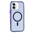 For iPhone 16 Plus Vacuum Airbag Y2 Series Transparent MagSafe Magnetic Phone Case(Purple) - 1