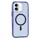 For iPhone 16 Vacuum Airbag Y2 Series Transparent MagSafe Magnetic Phone Case(Purple) - 1