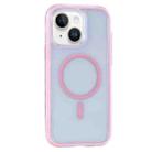 For iPhone 15 Plus / 14 Plus Vacuum Airbag Y2 Series Transparent MagSafe Magnetic Phone Case(Pink) - 1