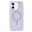 For iPhone 12 / 12 Pro Vacuum Airbag Y2 Series Transparent MagSafe Magnetic Phone Case(Pink) - 1