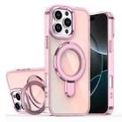 For iPhone 16 Pro Max Plating Gradient Discolor MagSafe Holder Phone Case(Clear Pink) - 1