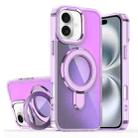 For iPhone 16 Plus Plating Gradient Discolor MagSafe Holder Phone Case(Clear Purple) - 1