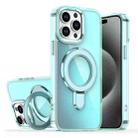 For iPhone 15 Pro Max Plating Gradient Discolor MagSafe Holder Phone Case(Clear Blue) - 1