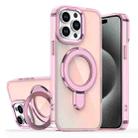 For iPhone 15 Pro Plating Gradient Discolor MagSafe Holder Phone Case(Clear Pink) - 1