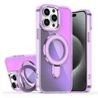 For iPhone 15 Pro Plating Gradient Discolor MagSafe Holder Phone Case(Clear Purple) - 1