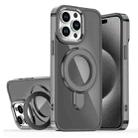 For iPhone 15 Pro Plating Gradient Discolor MagSafe Holder Phone Case(Clear Black) - 1