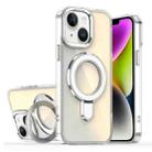 For iPhone 15 Plus / 14 Plus Plating Gradient Discolor MagSafe Holder Phone Case(Transparent) - 1