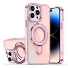 For iPhone 14 Pro Plating Gradient Discolor MagSafe Holder Phone Case(Clear Pink) - 1