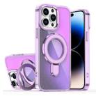 For iPhone 14 Pro Plating Gradient Discolor MagSafe Holder Phone Case(Clear Purple) - 1