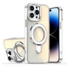 For iPhone 14 Pro Plating Gradient Discolor MagSafe Holder Phone Case(Transparent) - 1