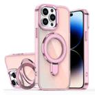 For iPhone 14 Pro Max Plating Gradient Discolor MagSafe Holder Phone Case(Clear Pink) - 1