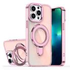 For iPhone 13 Pro Max Plating Gradient Discolor MagSafe Holder Phone Case(Clear Pink) - 1