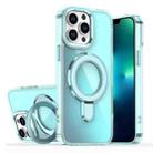 For iPhone 13 Pro Max Plating Gradient Discolor MagSafe Holder Phone Case(Clear Blue) - 1