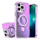 For iPhone 13 Pro Max Plating Gradient Discolor MagSafe Holder Phone Case(Clear Purple) - 1