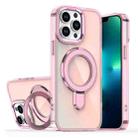 For iPhone 13 Pro Plating Gradient Discolor MagSafe Holder Phone Case(Clear Pink) - 1