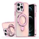 For iPhone 12 Pro Max Plating Gradient Discolor MagSafe Holder Phone Case(Clear Pink) - 1